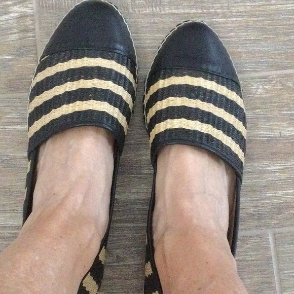 Loeffler Randall Striped Raffia Mara Espadrille Slip On Flats - Picture 8 of 9